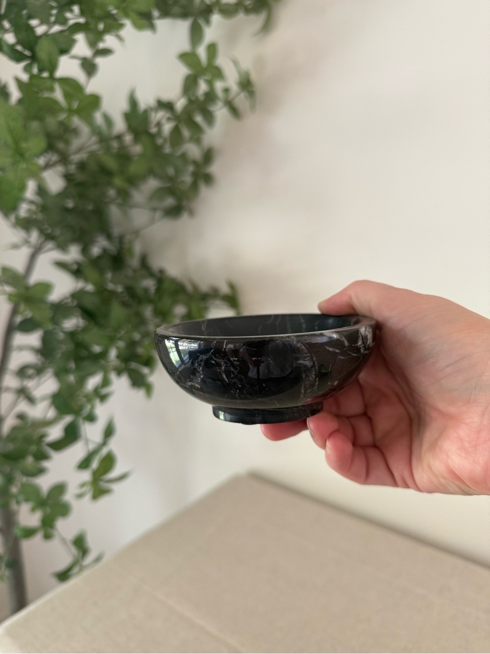 Creative Co-Op Small Black Marble Accent Bowl